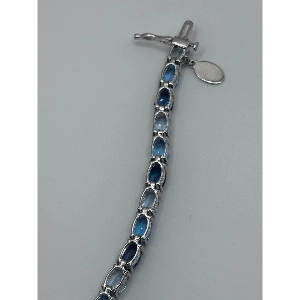 EMA Signed Sterling Silver Shades of Blue Tennis Bracelet